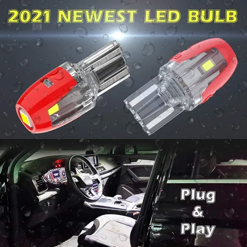 Vista 2 de Alla Lighting W2.1x9.5d Base Mini T10 Cuña 2825 168 194 Bombillas LED SMD Super Brillante 6000K Blanco Interior Mapa/Domo/Maletero/Guantera/Placa