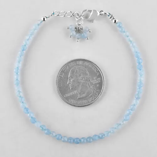 Vista 18 de Natural Gemstone Micro Round Beads Dainty Choker Bangle Bracelet, Handmade Jewelry for Women, Healing Chakra Crystals Silver Plated Chain 8 inch