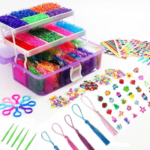 Vista 7 de YITOHOP Kit de Pulseras de Bandas Elásticas de Telar 15000+, Bandas de Goma para Kit de Hacer Pulseras, Kit de Fabricación de Pulseras de Telar