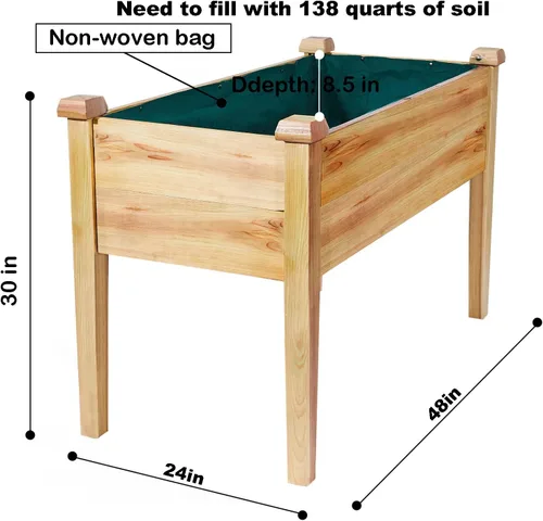Vista 5 de Rakukiri - Kit de cama elevada de madera elevada para jardín, soporte para patio trasero, patio, naturalmente resistente a la putrefacción, 4 x 2 x