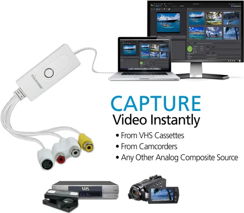 Vista 3 de Diamond Multimedia VC500MAC USB 2.0 One Touch Vhs a DVD dispositivo de captura de video con software fácil de usar, convertir, editar y guardar