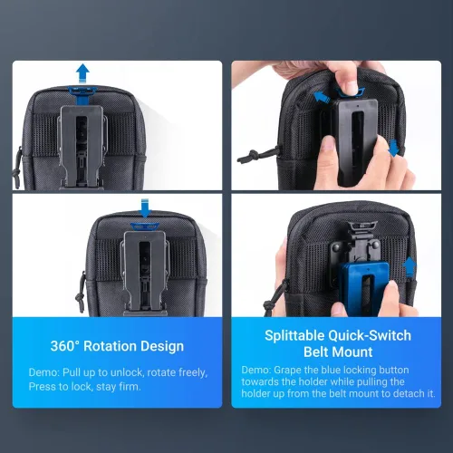 Vista 6 de NEXTORCH Bolsa táctica multiusos para la cintura, funda táctica militar, con cremallera