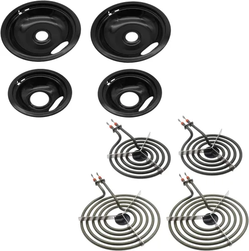 SupHomie W10290350 W10290353 - Juego de sartenes de goteo de porcelana y quemador eléctrico MP22YA - Compatible con Whirlpool, Amana, May-tag