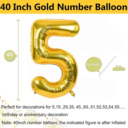 Vista 623 de Globos de número naranja de 40 pulgadas gigantes de aluminio de helio para decoraciones de fiesta de cumpleaños