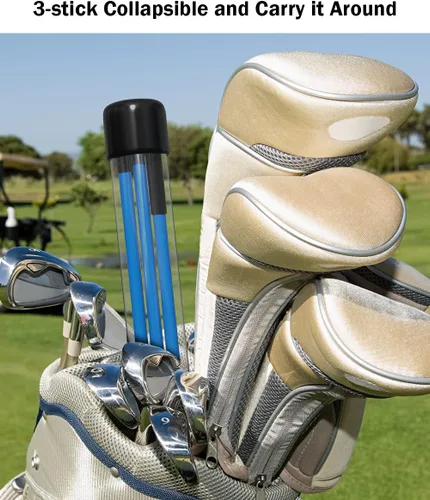 Vista 7 de Rhino Valley Palos de alineación de golf – Cañas de práctica de golf plegables para apuntar, poner, entrenador de swing completo, corrector
