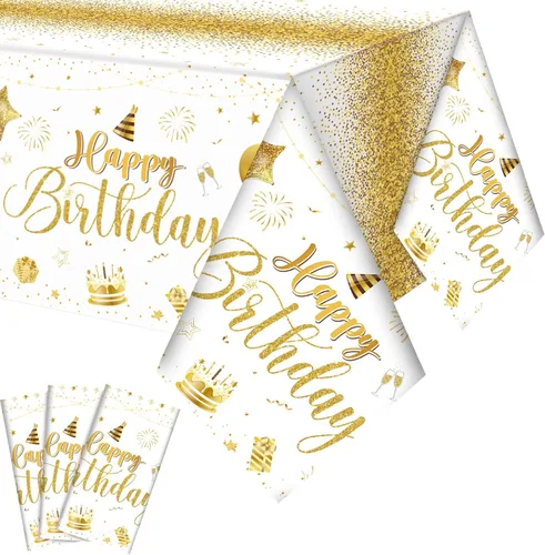 Vista 20 de Tudomro 1 mantel rectangular de plástico para decoración de fiesta de cumpleaños, para mujeres y hombres, suministros de fiesta de baby shower, 108