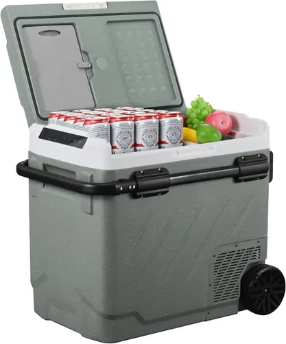 Vista 10 de Alpicool Refrigerador portátil para automóvil, refrigerador de 12 voltios con rueda, refrigerador de automóvil de 42 cuartos de galón, control