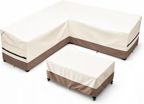 Vista 21 de okcool Funda modular para exteriores, fundas para muebles de patio en forma de L para muebles seccionales de 6 plazas, 85 pulgadas de largo x 32