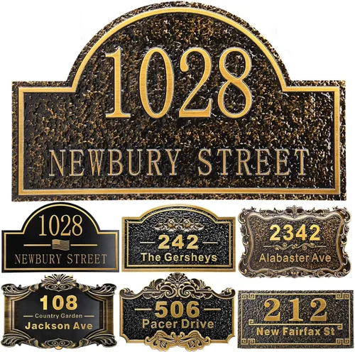 Vista 43 de Placa personalizada de dirección de casa de 12 pulgadas, números fundidos para exteriores, placa de señal de dirección personalizada con nombre