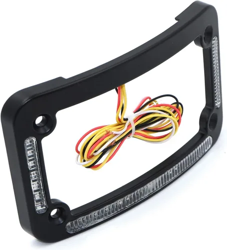 Vista 9 de HTTMT - Marco de matrícula curvo LED dual para motocicleta con señal de giro, luz de freno - Acabado negro Universal compatible con cualquier