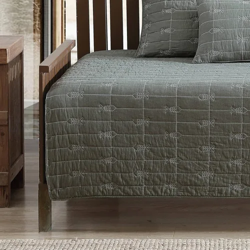 Vista 3 de Eddie Bauer - Juego de cama de día, ropa de cama reversible de algodón con fundas a juego y funda de almohada decorativa, juego de cama de lujo