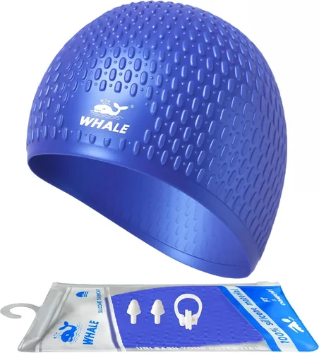 Vista 16 de Whlae Gorro de natación extra grande, con una correa de silicona duradera y diseño de oreja impermeable, adecuado para cabello largo, cabello rizado