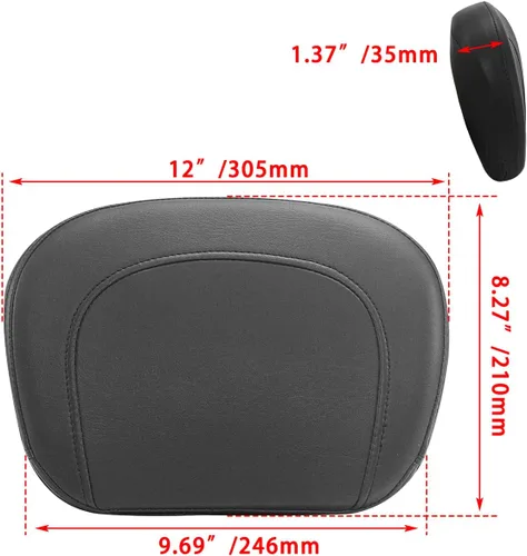 Vista 4 de WOWTK Almohadilla negra para respaldo de pasajero, almohadilla de barra Sissy para modelos Harley Touring Electra Glide/Road Glide/Road King/Street