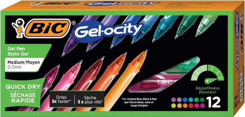 Vista 8 de BIC Gelocity - Bolígrafo de gel de secado rápido con tinta de secado rápido y agarre cómodo, 12 unidades en varios