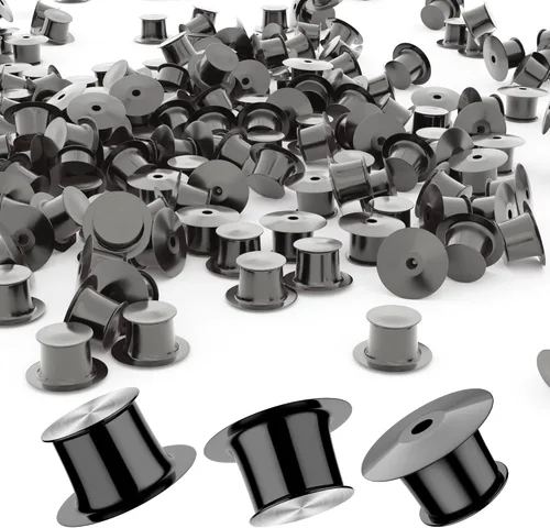 Vista 17 de Parte trasera de alfiler, parte trasera de metal de bloqueo, 30 piezas de cierre de aguja, cierre trasero, abrazadera de cabeza plana, broche