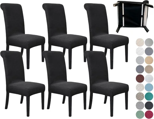 Vista 44 de SPRINGRICO Paquete de 2 fundas para sillas de comedor con cinturón de seguridad, fundas elásticas para sillas Parsons lavables, fundas protectoras