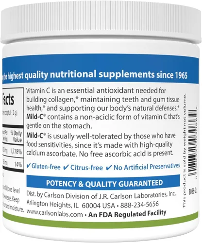 Vista 3 de Carlson - Mild-C, vitamina C en polvo, apoya la función inmune saludable, 6 oz (170 g)