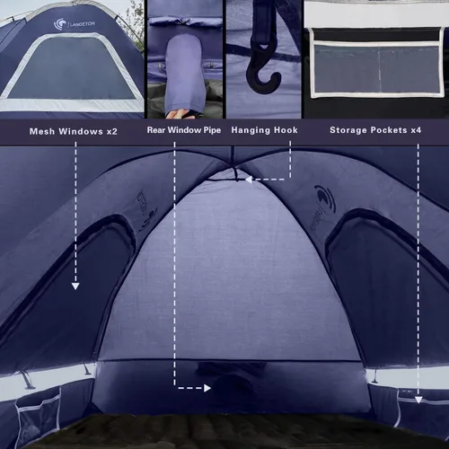Vista 4 de Tienda de campaña para camioneta, ajuste 5.5-6, cama de camión de 6.5 pies, impermeable PU3000 poliéster Oxford de alta densidad, poste resistente