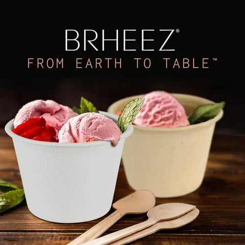 Vista 7 de brheez Paquete de 100 tazas desechables de fibra de bagazo para soufflé de 4 onzas, 100% naturales biodegradables y compostables, perfectas