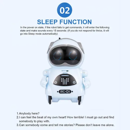 Vista 7 de GoolRC Mini robot de bolsillo, con conversación de diálogo interactivo, reconocimiento de voz, canto y baile, regalo de robot pequeño eléctrico Azul
