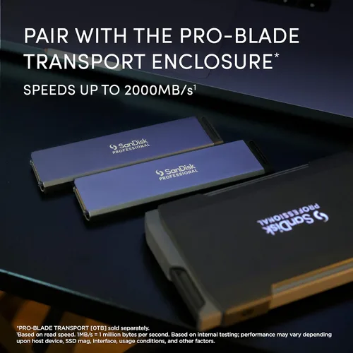 Vista 4 de SanDisk Professional 1 TB PRO-Blade SSD Mag - SSD NVMe portátil y modular, ultraduradero - SDPM1NS-001T-GBAND
