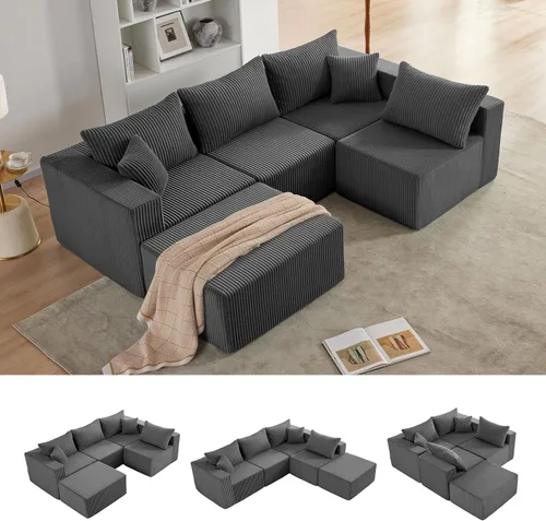 Vista 37 de Weture 95''Modular Sectional Sofa with 1 Chaise and 1 Ottoman, Boneless couches for Living Room Furniture,Comfort U Shaped Sofa， Deep Seat Corner