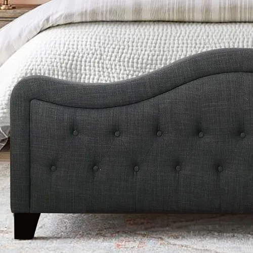 Vista 12 de Rosevera Turin Linen - Cama tapizada con paneles y cabecero capitonado con botones ajustables para dormitorio, tamaño Queen, color gris