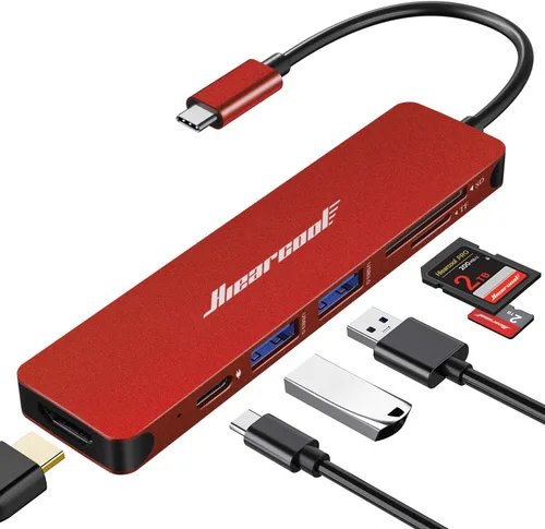 Vista 10 de Hiearcool - Adaptador HUB con USB C para MacBook Pro y Air (color carbón negro)