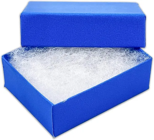 Vista 9 de TheDisplayGuys - Paquete de 25 cajas de regalo de papel kraft neón relleno de algodón #21 - Azul (2 5/8 x 1 5/8 x 1 pulgadas)