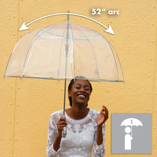 Vista 4 de ShedRain Bubble Umbrella See Through, Rain & Windproof Umbrella - Perfect for Weddings, Prom, Outdoor Events - Automatic Open, Flower Print