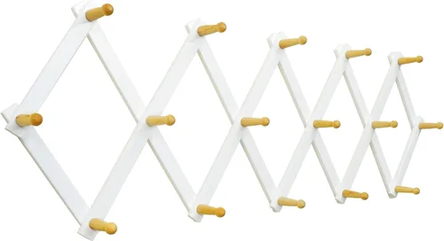 Vista 15 de SKOLOO Perchero de pared para sombreros con 14 ganchos, de madera maciza, moderno, perchero de pared expandible para abrigos, sombreros, bolsos