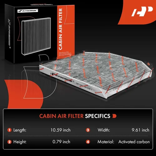 Vista 2 de A-Premium Filtro de aire de cabina de 2 piezas con carbón activado compatible con Chevrolet Caprice 2011-2017, SS 2014-2017 y Pontiac G8 2008-2009