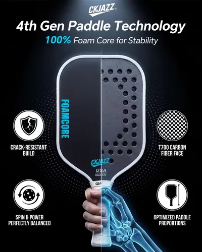 Vista 2 de Pickleball Paddle – Carbon Fiber Pickleball Paddle – 100% Foam Core Performance Paddle
