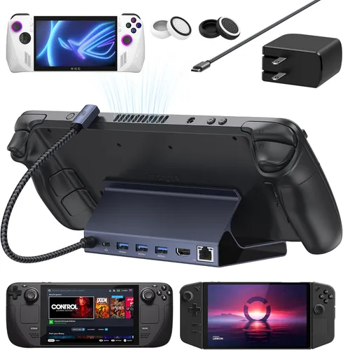 Vista 11 de iVANKY Base de cubierta de vapor 4K @144Hz, estación de acoplamiento 8 en 1 para ASUS ROG Ally X/Legion Go/MSI Claw, ROG Alloy/Valve Stream Deck