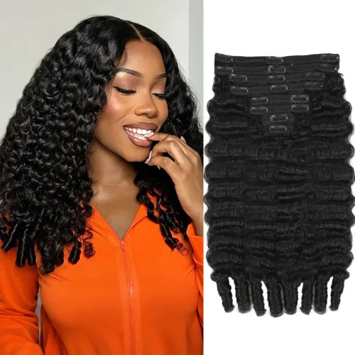 Vista 53 de Extensiones de Cabello con Clip Recto de Cabello Humano Real 8 Piezas Cabello Humano Remy con Clip para Mujeres, Cabello Humano Suave Natural, 120g