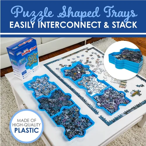 Vista 4 de White Mountain Bandejas apilables para clasificar rompecabezas – 6 bandejas con forma de plástico, almacena hasta 1000 piezas de rompecabezas