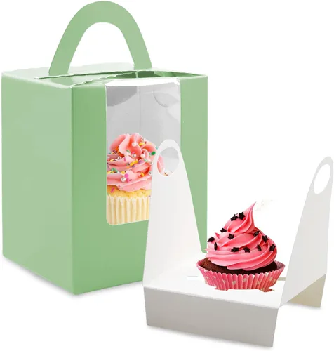 Vista 13 de Cajas para magdalenas, 30 cajas individuales para cupcakes, recipientes individuales para magdalenas, soportes para cupcakes, contenedores