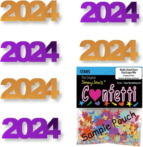 Vista 18 de Confetti Year 2024 Negro, Azul Royal Combo - 2 bolsas de media onza (1 oz)