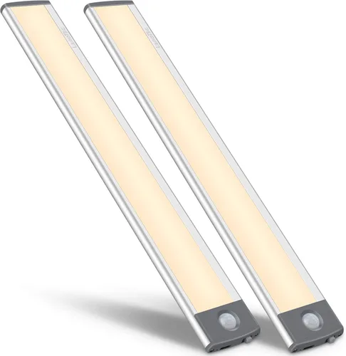 Vista 7 de 30 luces LED con sensor de movimiento, luz magnética activada por movimiento debajo del mostrador, luces nocturnas inalámbricas recargables por USB