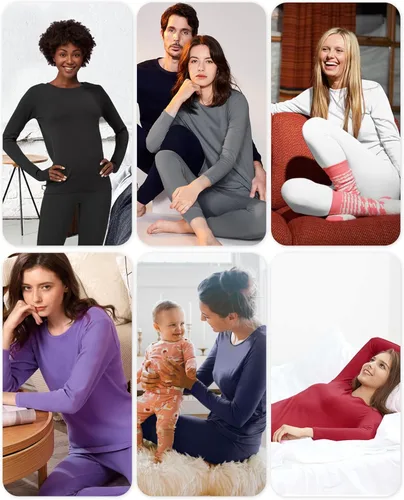 Vista 6 de WEERTI Ropa interior térmica para mujeres Long Johns con forro polar, capa base para mujeres para clima frío, conjunto de top y pantalón