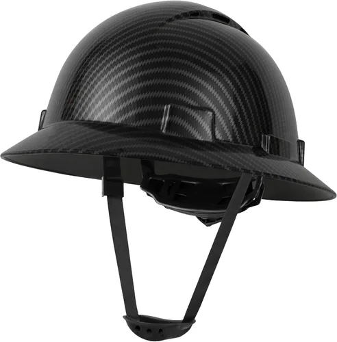 Vista 2 de Zeluga Casco duro de ala completa HDPE, casco de seguridad de construcción con orificios ventilados, suspensión de trinquete ajustable de 6 puntos