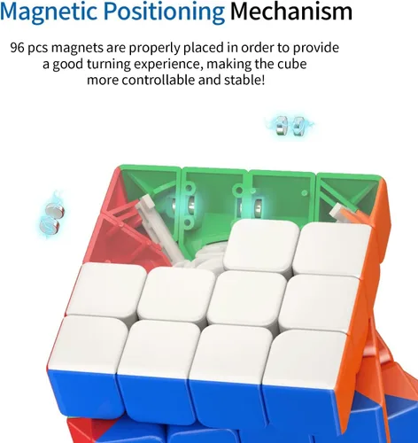 Vista 2 de Moyu RS4M - Cubo magnético de 4 x 4 velocidades, 96 imanes que soportan elasticidad ajustable para un giro suave, doble diseño antiadherente, cubo