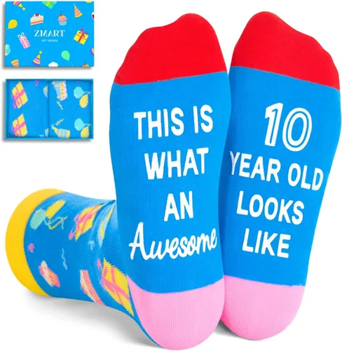 Zmart 4-12 Year Old Birthday Socks - Birthday Gifts for Kids Boys Girls Age 4-12