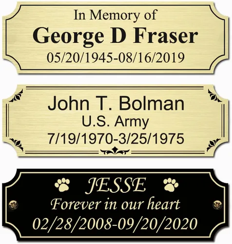 Vista 6 de Etiqueta de Nombre Personalizada Grabada en Placa Sólida de Latón Cepillado de 3 Pulgadas de Ancho x 1 Pulgada de Alto para Marcos con Adhesivo