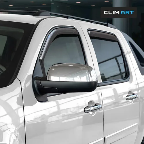 Vista 2 de CLIM ART Protectores de lluvia increíblemente duraderos en el canal para Chevrolet (Chevy) Avalanche 2007-2013, deflectores de ventana originales