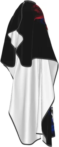 Vista 4 de Capa de peluquería de salón de bandera cubana, capa de peluquería profesional impermeable para corte de pelo con cierre de presión ajustable