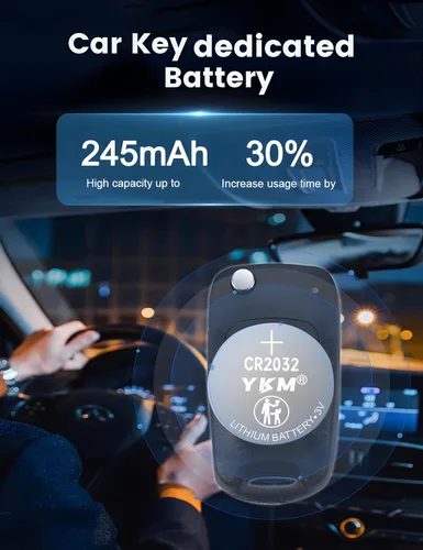 Vista 5 de YKM Paquete de 5 baterías de litio CR2032 de 3 V DL2032 con sensor de anillo para control remoto de reloj y automóvil (5 años de vida útil)