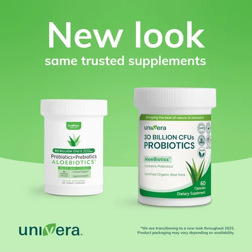 Vista 3 de Univera Probióticos, probióticos y prebióticos 30 mil millones de UFC con aloe vera orgánico -14 cepas, enzimas digestivas para adultos - Vegano