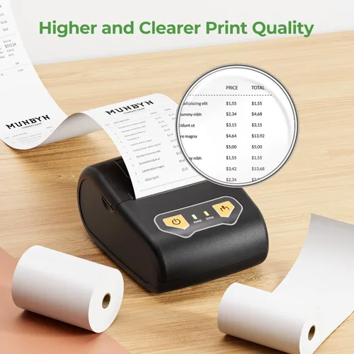 Vista 7 de MUNBYN 2 1/4" x 50' Papel Térmico para Recibos (5 Rollos), Papel de Recibo de 58mm Libre de BPA Se Adapta a Todas las Mini Impresoras Térmicas POS