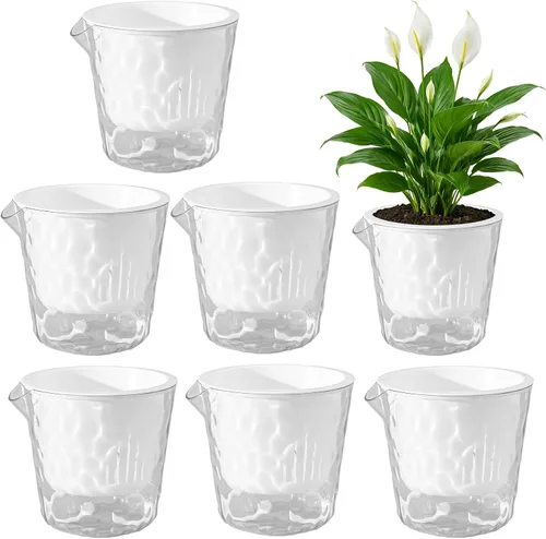 Vista 17 de Macetas de 6.5 pulgadas con riego automático para plantas de interior, paquete de 6 unidades, maceta para violeta africana, macetas con riego Blanco